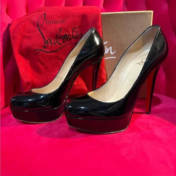 Christian Louboutin Black Patent Leather Bianca 140 Pumps